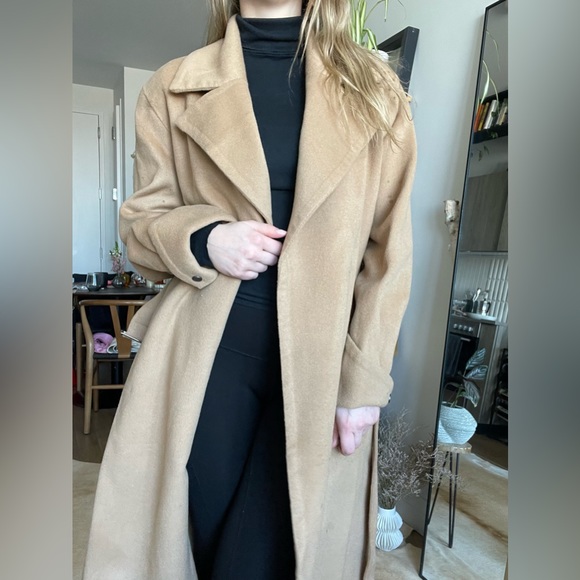 NWT Silk Maison 100% Wool Belted Camel Coat - Picture 6 of 16